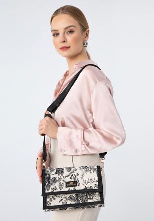 Women's patterned crossbody bag, cream-black, 97-4E-503-X1, Photo 1