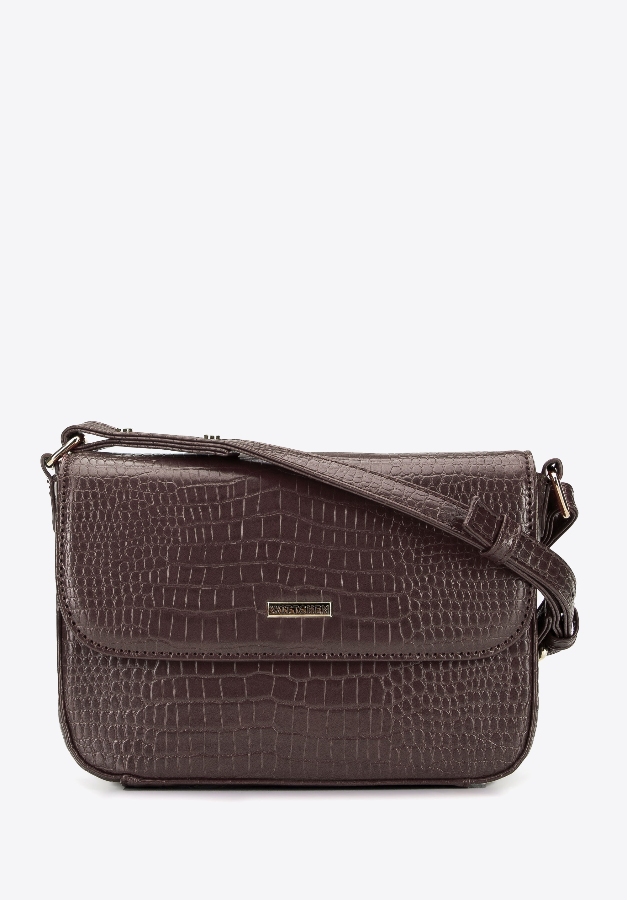 Small croc print faux leather crossbody bag