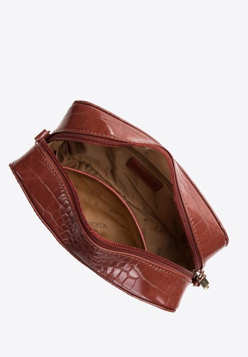 Croc-print faux leather crossbody bag, brown, 29-4Y-015-3, Photo 4