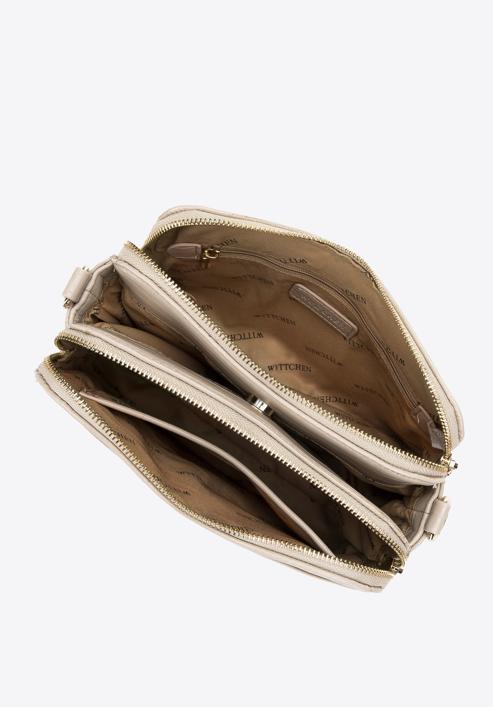 Croc effect faux leather crossbody bag, beige, 29-4Y-017-B1, Photo 3