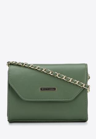 Small faux leather chain crossbody bag, green, 96-4Y-715-Z, Photo 1