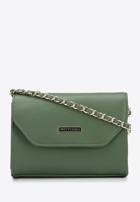 Small faux leather chain crossbody bag, green, 96-4Y-715-1, Photo 1