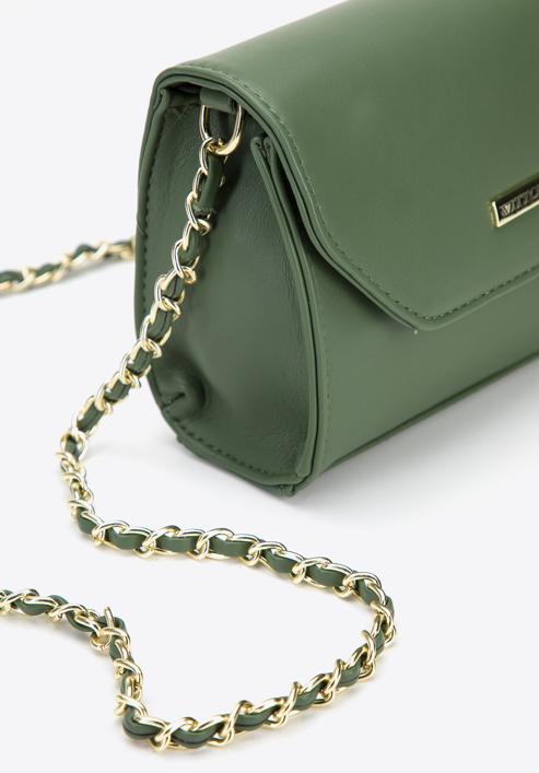 Small faux leather chain crossbody bag, green, 96-4Y-715-Z, Photo 4