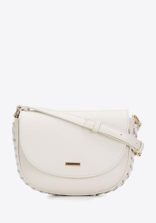 Women's faux leather crossbody bag with interwoven chain detail, cream, 98-4Y-515-0, Photo 1