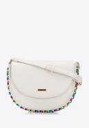 Women's faux leather crossbody bag with interwoven chain detail, cream-gold, 98-4Y-515-1, Photo 1