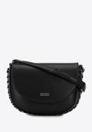 Women's faux leather crossbody bag with interwoven chain detail, black, 98-4Y-515-P, Photo 1