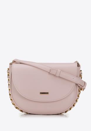 Women's faux leather crossbody bag with interwoven chain detail, pink, 98-4Y-515-P, Photo 1