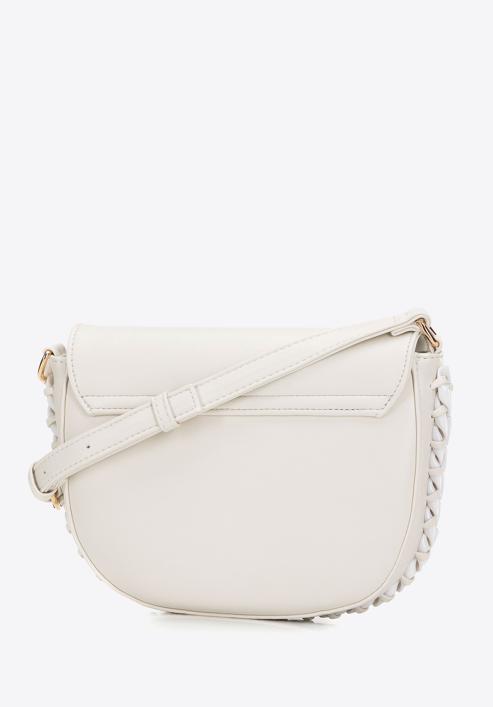 Women's faux leather crossbody bag with interwoven chain detail, cream, 98-4Y-515-00, Photo 2