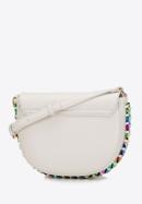 Women's faux leather crossbody bag with interwoven chain detail, cream-gold, 98-4Y-515-1, Photo 2
