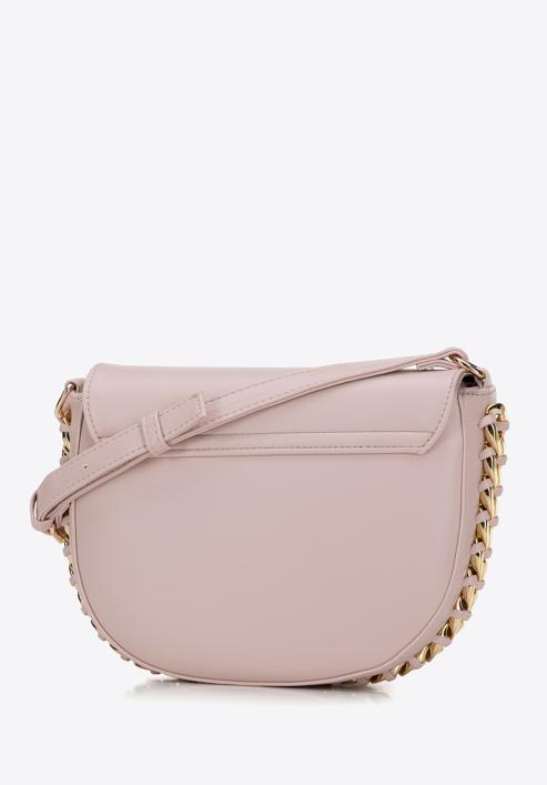 Women's faux leather crossbody bag with interwoven chain detail, pink, 98-4Y-515-1G, Photo 2