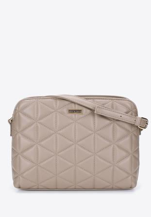 Women's quilted faux leather crossbody bag, beige, 97-4Y-605-9, Photo 1