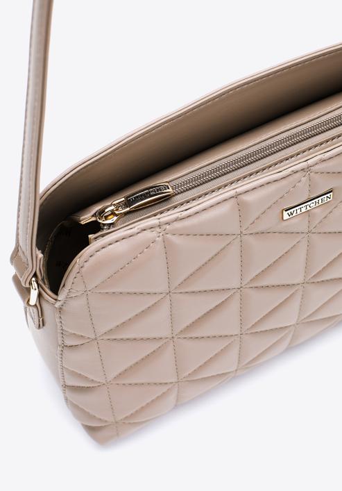 Women's quilted faux leather crossbody bag, beige, 97-4Y-605-9, Photo 4