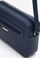 Women's saffiano-textured faux leather crossbody bag, navy blue, 97-4Y-519-F, Photo 4