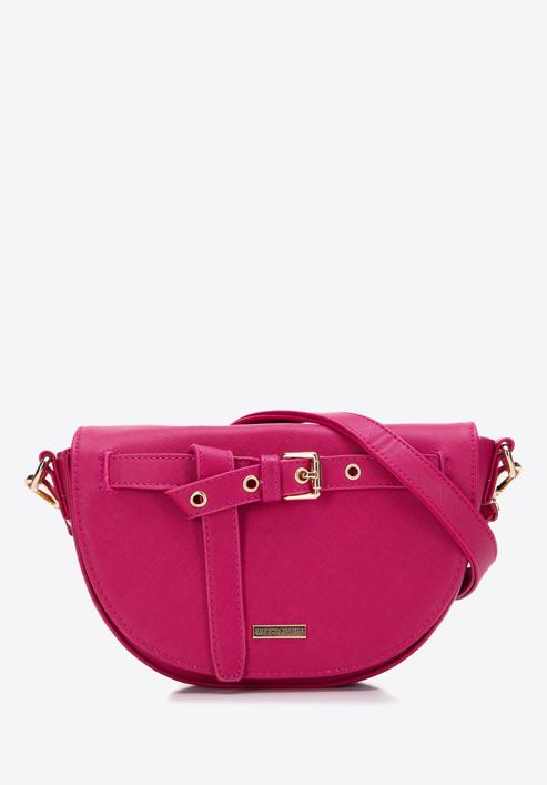Saffiano-textured faux leather crossbody bag, pink, 97-4Y-220-Z, Photo 1