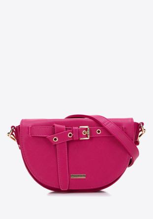 Saffiano-textured faux leather crossbody bag, pink, 97-4Y-220-P, Photo 1