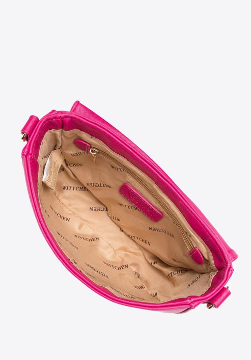 Saffiano-textured faux leather crossbody bag, pink, 97-4Y-220-Z, Photo 3