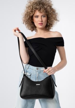 Women's faux leather crossbody bag, black, 98-4Y-600-1, Photo 1