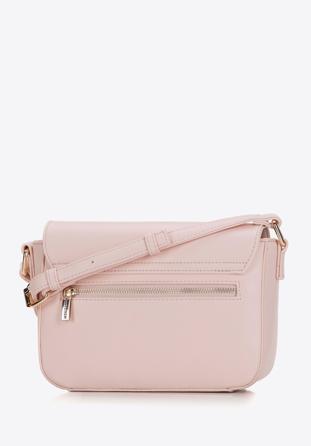 Women's faux leather crossbody bag with floral print, light pink, 98-4Y-202-P, Photo 1