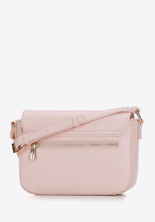 Women's faux leather crossbody bag with floral print, light pink, 98-4Y-202-1, Photo 2