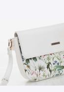 Women's faux leather crossbody bag with floral print, white, 98-4Y-202-1, Photo 4