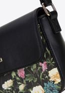 Women's faux leather crossbody bag with floral print, black, 98-4Y-202-0, Photo 4