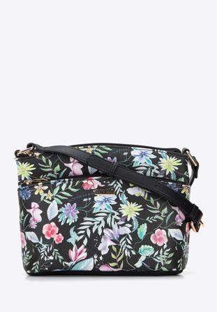 Women's faux leather crossbody bag with flower print