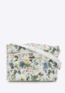 Women's faux leather crossbody bag with flower print, white, 98-4Y-203-P, Photo 1