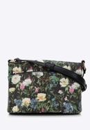 Women's faux leather crossbody bag with flower print, black, 98-4Y-203-0, Photo 1