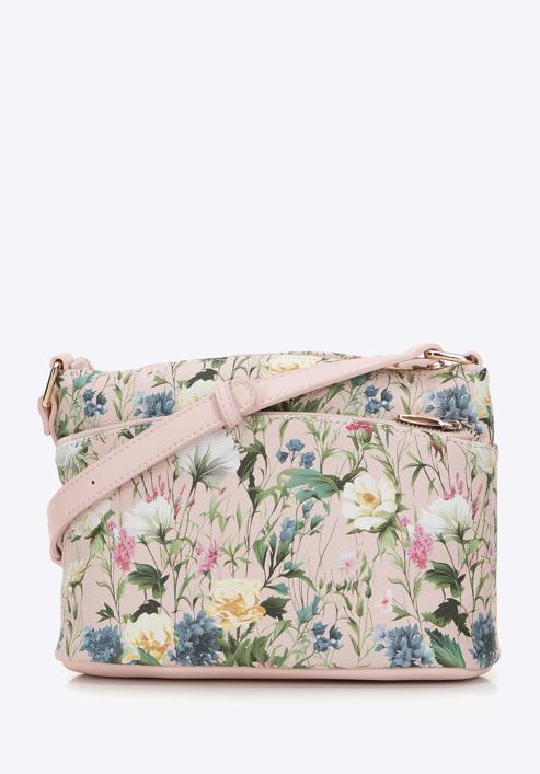 Women's faux leather crossbody bag with flower print, light pink, 98-4Y-203-P, Photo 2