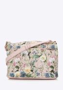 Women's faux leather crossbody bag with flower print, light pink, 98-4Y-203-0, Photo 2