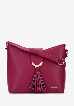 Faux leather crossbody bag with tassel detail, pink, 96-4Y-214-P, Photo 1