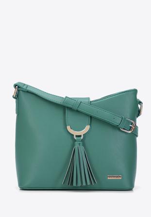 Faux leather crossbody bag with tassel detail, green, 96-4Y-214-Z, Photo 1