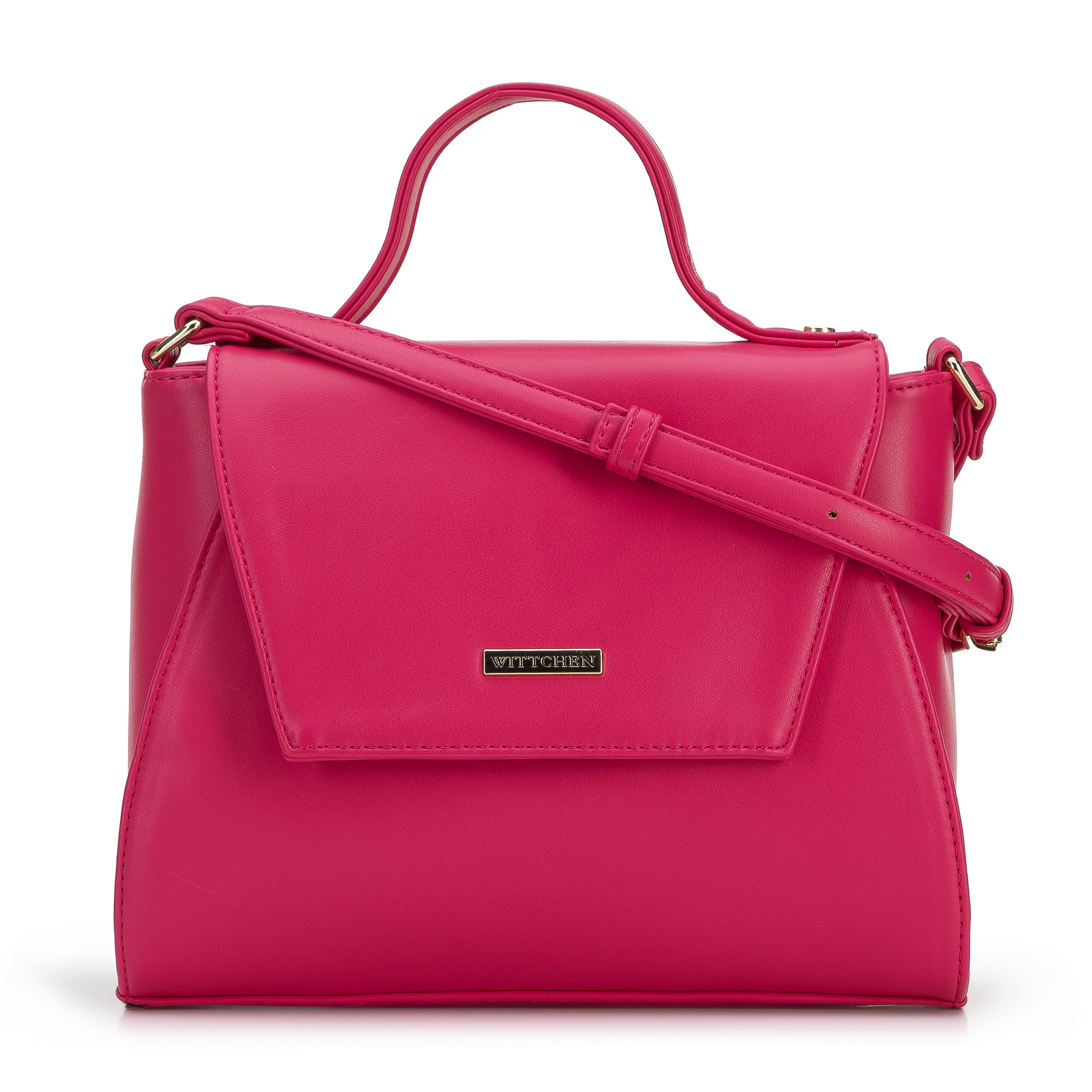 Ekokožená listová kabelka s geometrickou klopou ružová