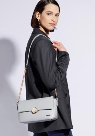 Women's faux leather flap bag, grey, 96-4Y-619-3, Photo 1