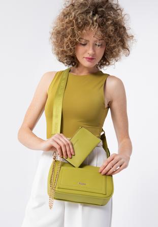 Small faux leather crossbody bag, lime, 98-4Y-512-Y, Photo 1