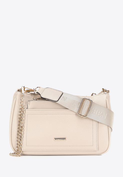 Small faux leather crossbody bag, cream, 98-4Y-512-1S, Photo 2