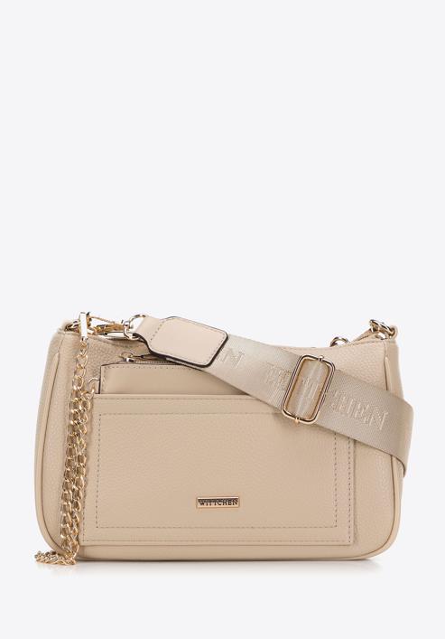 Small faux leather crossbody bag, beige, 98-4Y-512-1S, Photo 2