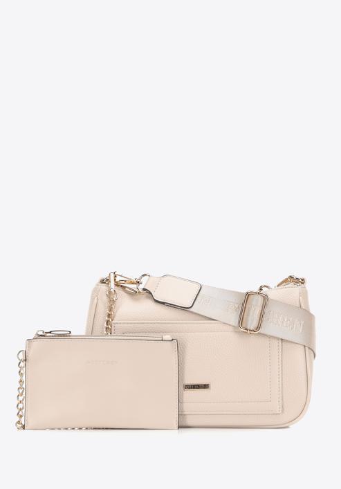 Small faux leather crossbody bag, cream, 98-4Y-512-1S, Photo 3
