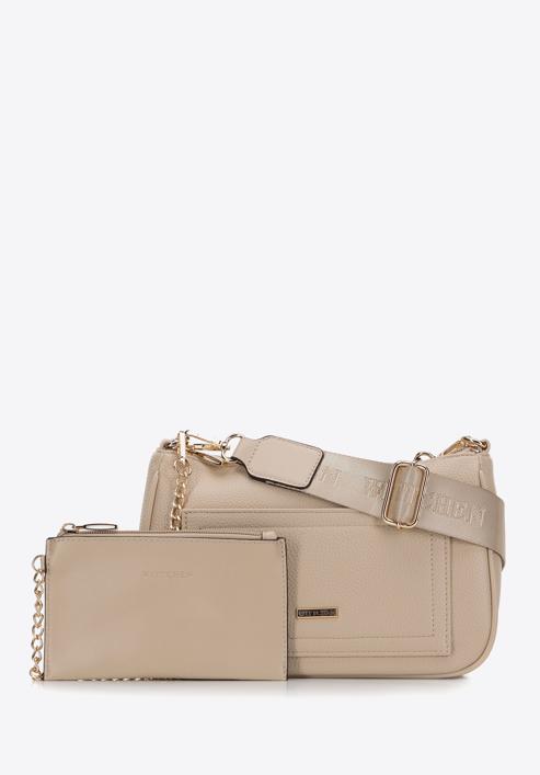 Small faux leather crossbody bag, beige, 98-4Y-512-1S, Photo 3
