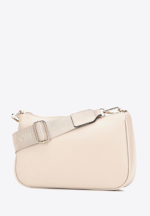 Small faux leather crossbody bag, cream, 98-4Y-512-1S, Photo 4