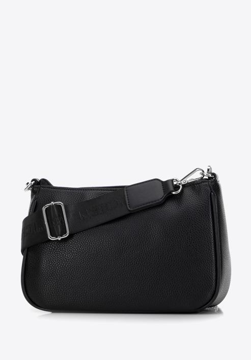 Small faux leather crossbody bag, black-silver, 98-4Y-512-1G, Photo 4