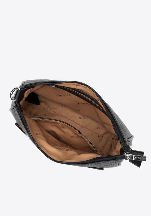 Small faux leather crossbody bag, black-silver, 98-4Y-512-1G, Photo 5
