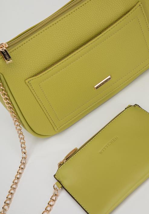 Small faux leather crossbody bag, lime, 98-4Y-512-1G, Photo 6
