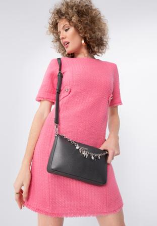 Women's faux leather crossbody bag with chain detail, graphite, 98-4Y-509-1S, Photo 1