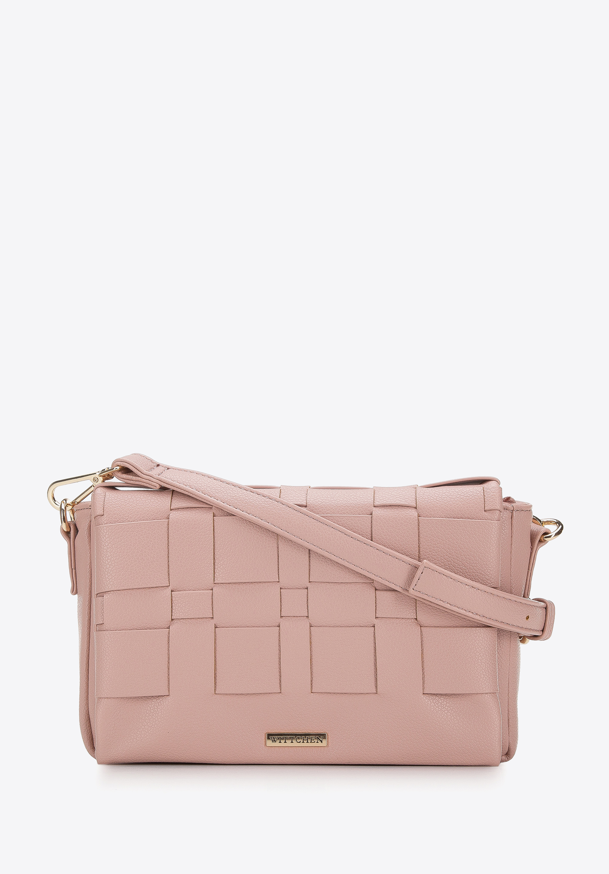 Women's weaved flap bag, muted pink, 94-4Y-409-Y, Photo 1