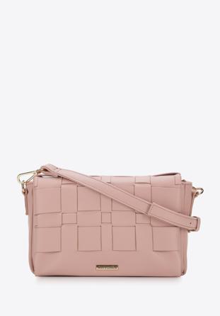 Women's weaved flap bag, muted pink, 94-4Y-409-P, Photo 1