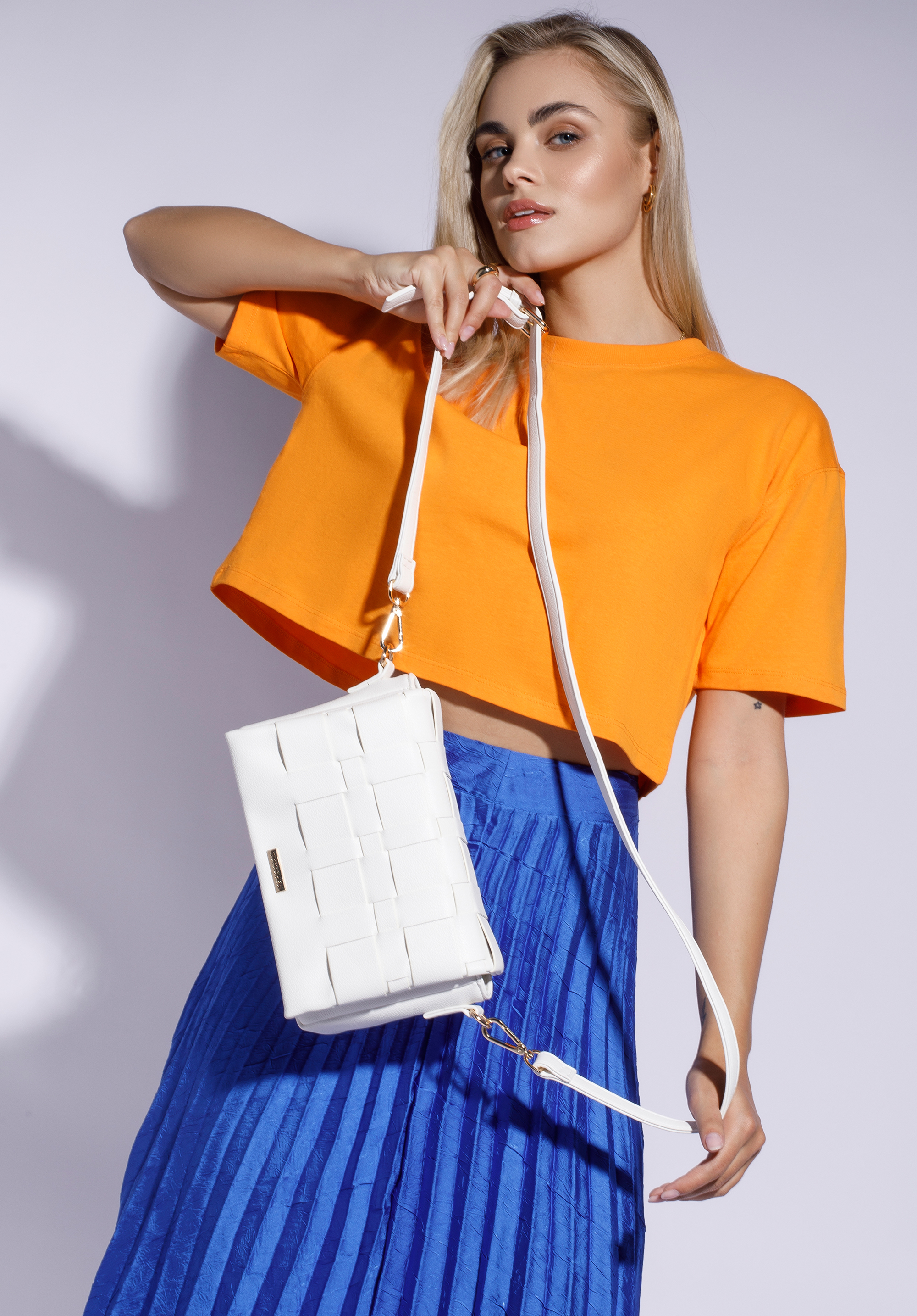 Women's weaved flap bag, off white, 94-4Y-409-0, Photo 1