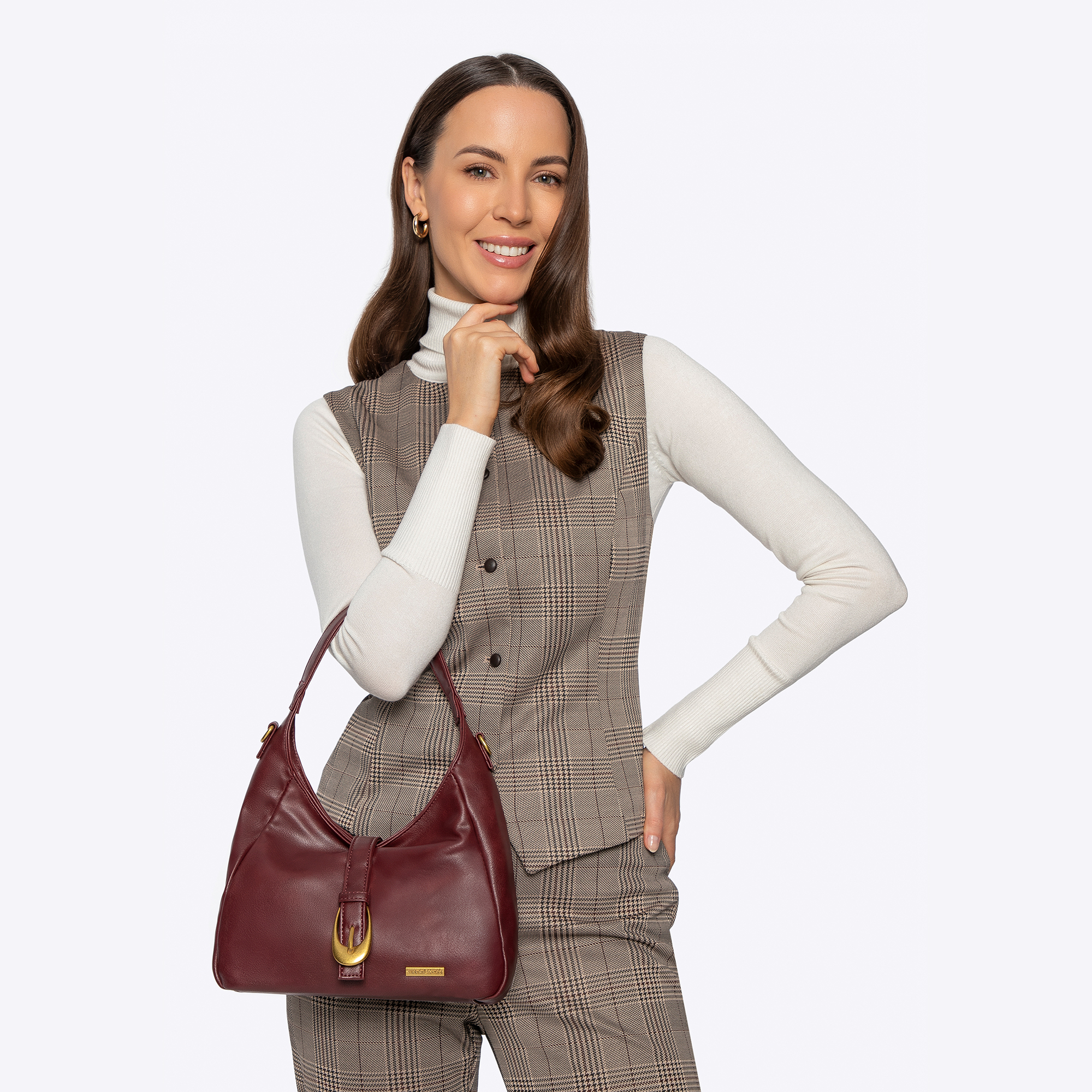 Bordová crossbody kabelka z imitácie kože 101-4Y-423-3, Vyberte variant bordová