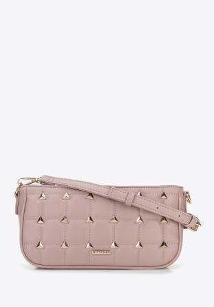 Faux leather studded crossbody bag, muted pink, 96-4Y-228-P, Photo 1
