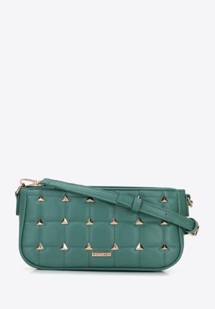 Faux leather studded crossbody bag, green, 96-4Y-228-Z, Photo 1